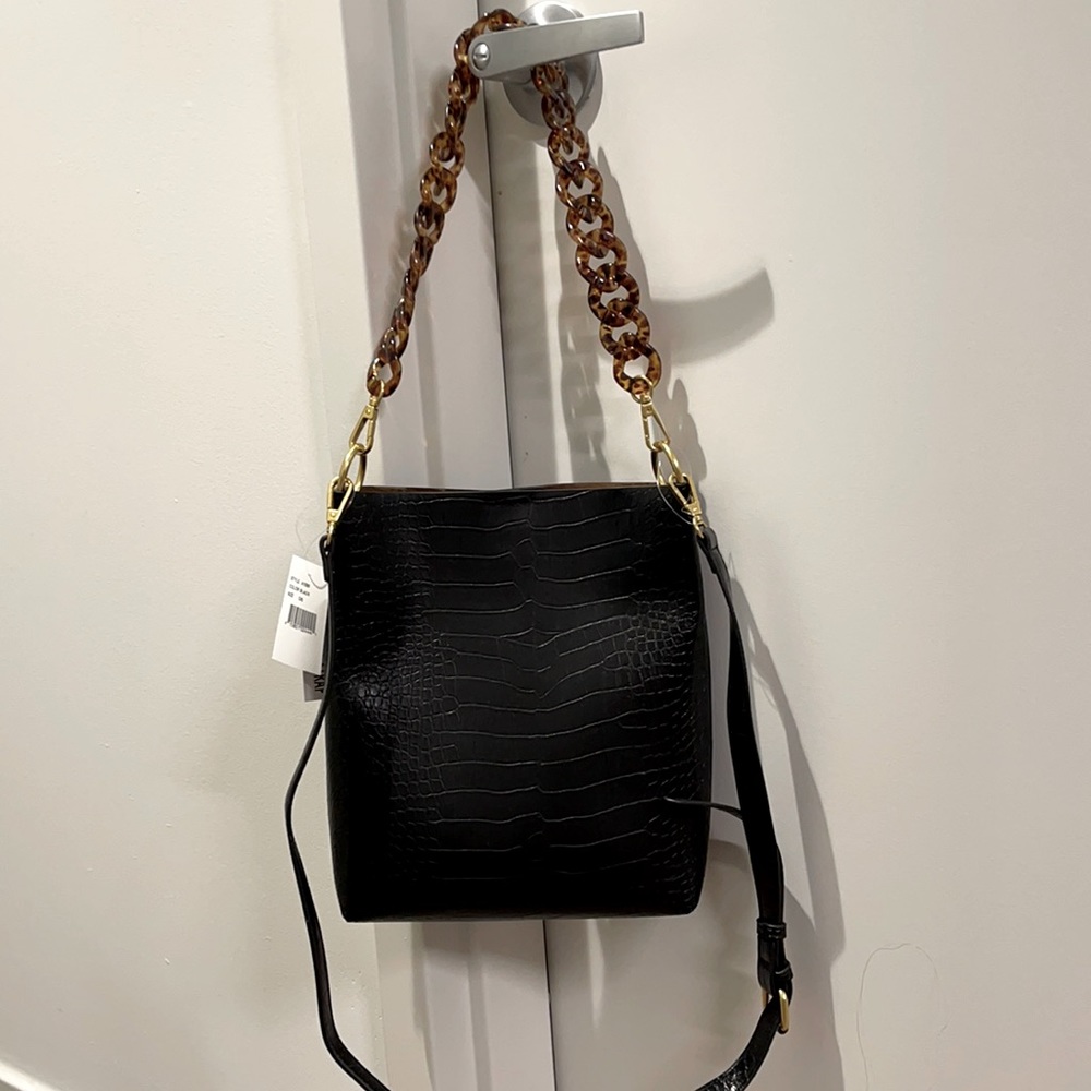 Black Croc Mini Tote Bag